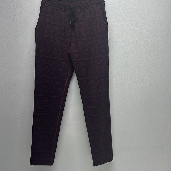 Lululemon Jet Crop Slim Leggings Pants Elastic Waist Striped Maroon Red Size 2 - Picture 1 of 8
